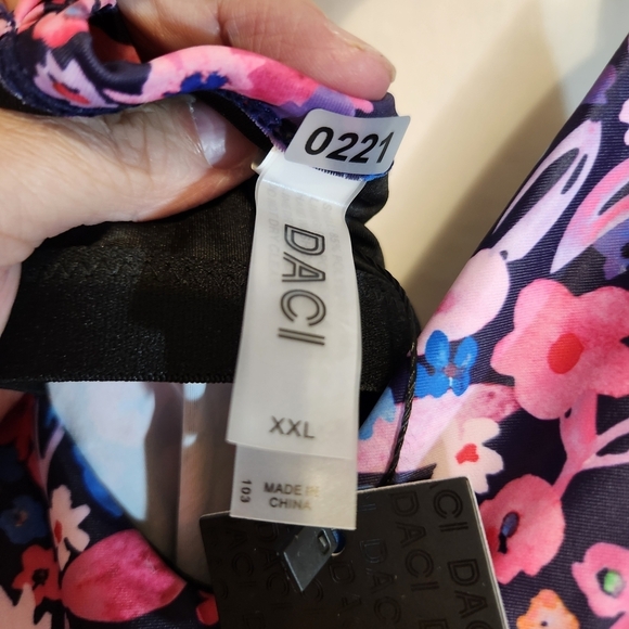 Daci Tankini Swim Top XXL Floral Crisscross Adjustable Strap Swim Camisole - Picture 4 of 13